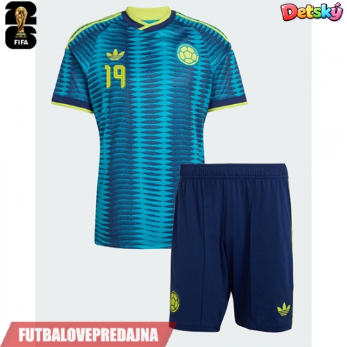 Lacne Dětský Futbalové dres Kolumbia Rafael Santos Borre #19 MS 2026 Krátky Rukáv - Preč (+ trenírky)